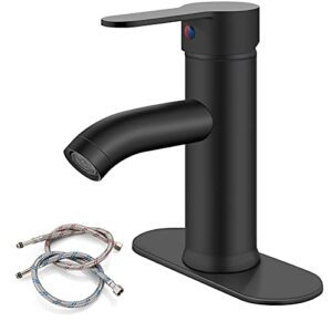 matte black stainless steel 304 bathroom faucet farmhouse single handle lavatory basin vanity sink faucet with supply line