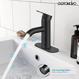 Matte Black Stainless Steel 304 Bathroom Faucet Farmhouse Single Handle Lavatory Basin Vanity Sink Faucet with Supply Line