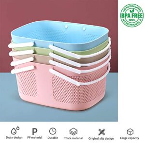 Shower Caddy Basket, Portable Large Capacity Thickened Plastic Organizer Storage Tote with Handles Drainage Toiletry Bag Bin for Bathroom, College Dorm Room Essentials, Kitchen, Camp, Gym - Pink