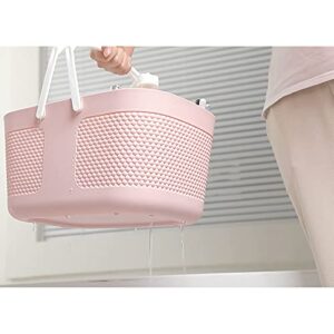 Shower Caddy Basket, Portable Large Capacity Thickened Plastic Organizer Storage Tote with Handles Drainage Toiletry Bag Bin for Bathroom, College Dorm Room Essentials, Kitchen, Camp, Gym - Pink