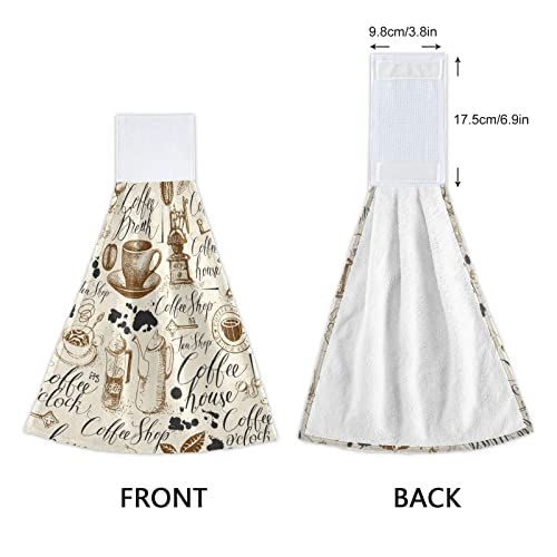 Boccsty Coffee Cups Hearts Hanging Kitchen Towels 2 Pieces Dish Cloth Tie Towels Hand Towel Tea Bar Towels for Bathroom Farmhous Housewarming Tabletop Home Decor