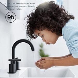 FORIOUS Matte Black Bathroom Faucet 3 Hole, 8 Inch Widespread Bathroom Faucet Black with Metal Pop-up Drain Assembly, Two Handle Vanity Faucet with cUPC Supply Lines, 8" Black Bathroom Faucet