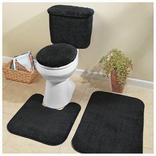 5 Piece Bath , Contour, LID, Tank LID and Tank Cover Bathroom Bathroom Accessories Bath mat Kitchen mat Bathroom Bathroom Runner Shower mat Bath mats for Bathroom Bathroom, Black