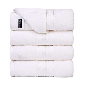 italesse 4-pack hand towels (13 x 29 inches) - 100% cotton hand towels, highly absorbent, odor-free, soft towels for bathrooms, hotels, kitchens and spas (white)