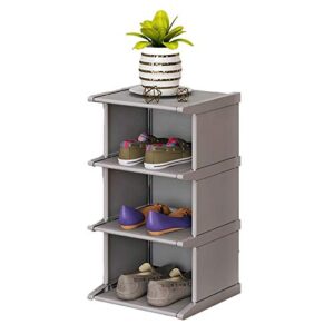 3 tier vertical shoes rack storage stand, multifunctional shoe organizer shelf closet holder, shoe cabinet for doorway/entrance/living room/dormitory, gray, 30×28×53cm