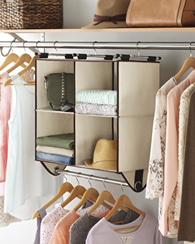 Whitmor 4-Section Closet W/Rod Organizer, Canvas