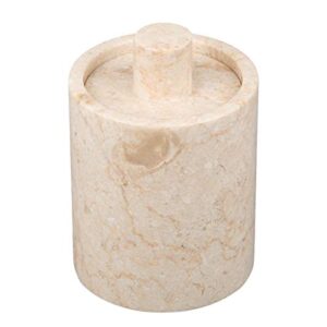 natural champagne marble inverary collection cotton ball swab holder bathroom storage jar container organizer, 3.5" diam. x 4.2" h, beige
