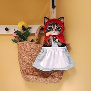 Openhahaha Funny Cat Hand Towels for Bathroom Kitchen,Cat Decor Towel,Hanging Decorative Washcloths Face Towels,Super Absorbent Soft,Cat Gifts for Cat Lovers/Women/Cat Mom/Princess Lovers(Red Hat)