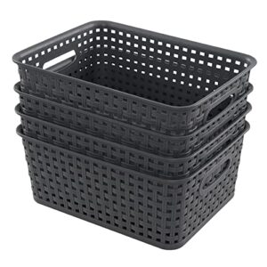 cand plastic storage baskets/bins, 4-pack, gray