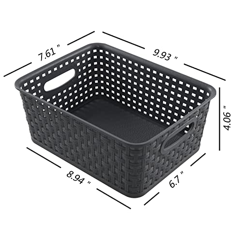 Cand Plastic Storage Baskets/Bins, 4-Pack, Gray