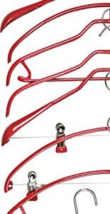 Mawa by Reston Lloyd Non-Slip Space-Saving Clothes Hanger for Pants & Skirts with Two Clips, Style K/40D, Set of 10, 15 3/4"L, Red
