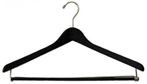 nahanco 2217chpb extra thick concave suit hanger, 17", black gloss pant bar with chrome hook (pack of 40)