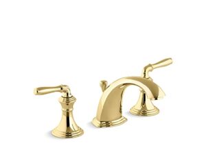 kohler 394-4-pb devonshire bathroom sink faucet, vibrant polished brass