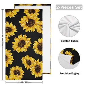 Sunflower Hand Towels 2Pcs 28x14 Inches Dish Washcloth Soft Thin Guest Towel Housewarming Gifts Bath Decorations