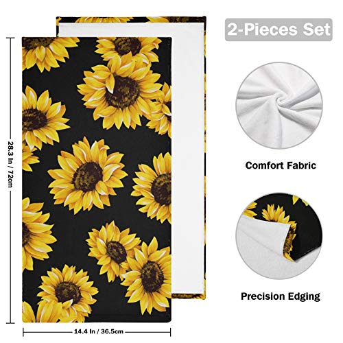 Sunflower Hand Towels 2Pcs 28x14 Inches Dish Washcloth Soft Thin Guest Towel Housewarming Gifts Bath Decorations