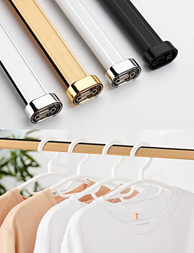 Autuwintor Adjustable Closet Rod Black Closet Rods for Hanging Clothes Heavy Duty with End Supports Aluminum Alloy Oval Shape 16-24 Inches Quantity-1pcs