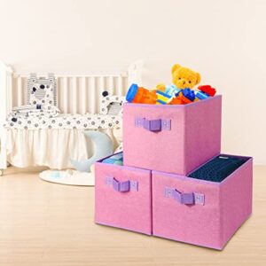 ShellKingdom Storage Bins, Foldable Storage Baskets for Shelves, Closets, Home Organizing, with Reinforced Handles, 14.37 x 10 x 9.8 inches, 3 Pack - Lavender