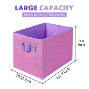 ShellKingdom Storage Bins, Foldable Storage Baskets for Shelves, Closets, Home Organizing, with Reinforced Handles, 14.37 x 10 x 9.8 inches, 3 Pack - Lavender