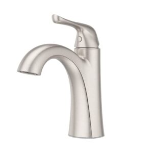 pfister willa bathroom sink faucet, single control, 1-handle, single hole, spot defense brushed nickel finish, lf042malgs