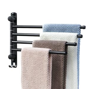 black towel rack jsver swivel towel rack wall mounted, sus304 stainless steel towel bar, space saving towel holder, towel racks for bathroom