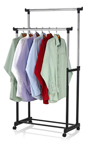 Sunbeam Double Hanging Garment Rack with Wheels