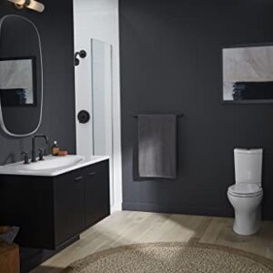 KOHLER 14406-4-BL Purist Lavatory Bathroom Faucet, Widespread Sink Low Lever Handles and Low Gooseneck Spout, Matte Black