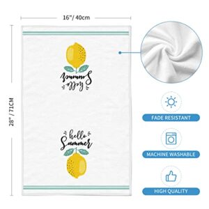 Artoid Mode Hello Summer Lemon Fingertip Towel, Seasonal Holiday Soft & Absorbent Household Hand Towel Gift Bathroom Kitchen Decoration, 18x26 Inch