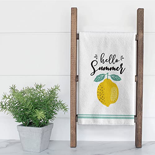 Artoid Mode Hello Summer Lemon Fingertip Towel, Seasonal Holiday Soft & Absorbent Household Hand Towel Gift Bathroom Kitchen Decoration, 18x26 Inch