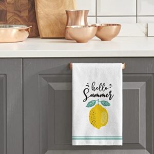 Artoid Mode Hello Summer Lemon Fingertip Towel, Seasonal Holiday Soft & Absorbent Household Hand Towel Gift Bathroom Kitchen Decoration, 18x26 Inch