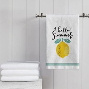 Artoid Mode Hello Summer Lemon Fingertip Towel, Seasonal Holiday Soft & Absorbent Household Hand Towel Gift Bathroom Kitchen Decoration, 18x26 Inch