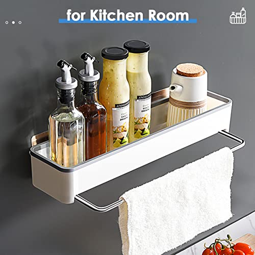 Aomola Shower Caddy 2 Pack, Adhesive Shower Rack with 4 Hook, No Drilling Stainless Steel Shower Shlef, Bathroom Organizer for Kitchen, Washroom
