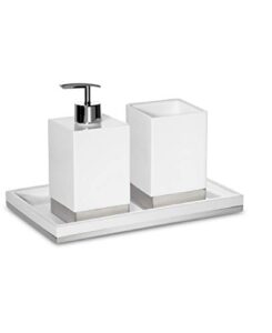roselli trading company suites bath accessory set, white/stainless steel trim