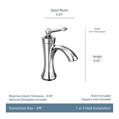 Moen Wynford Chrome One-Handle High Arc Bathroom Faucet, 4500