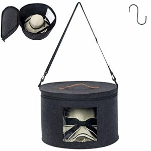affogato hat box, hat storage box for women & men, travel hat box with handle and hook, stackable felt cowboy hat box with dust-proof lid for clothes stuffed animal toy storage travel bag