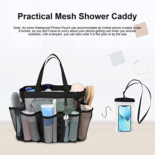 LCHULLE Mesh Shower Caddy Portable Quick Dry Shower Tote Hanging Bath & Toiletry Organizer with 8 Storage Pockets Cosmetic Shower Basket Bag for College Dorm Room Essentials Gym Bathroom Camp Travel