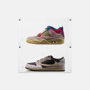 Looksee Designs | Acrylic Shoe Display Case | Magnetic Drop Side Door | Sneaker Storage for Sneaker Head | Clear Plastic Stackable Shoe Box