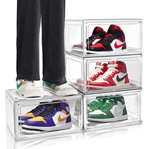 eds fam 4 pack sneaker storage for sneakerheads shoe boxes crates clear plastic stackable boot display case