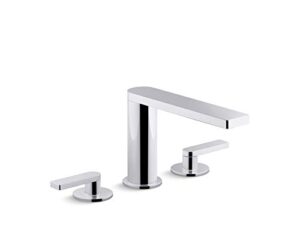 kohler composed k-73060-4-cp widespread 2-handle bathroom sink faucet with metal drain assembly in polished chrome