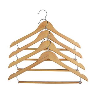 proman products kascade wooden hanger, shoulder notches, locking bar in natural, 50 pcs / box