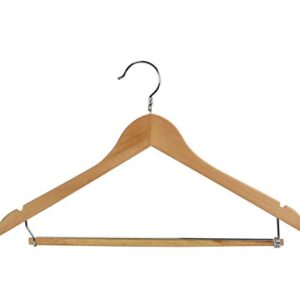 Proman Products Kascade Wooden Hanger, Shoulder Notches, Locking Bar in Natural, 50 pcs / box