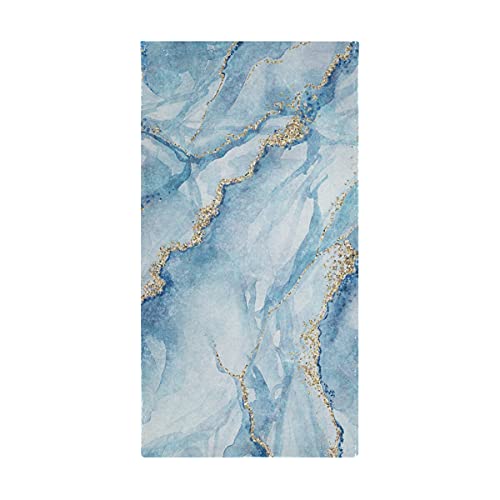 Marble Bathroom Towels Set Navy Blue Marble with Golden Veins Hand Towel Watercolor Stripes Bathroom Decor Face Towels Soft Fingertip Towels Multipurpose for Bathroom Hotel Gym and Spa 28x14in