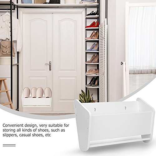 DOITOOL Wall Shoe Rack Mounted Wall Mount Slipper Rack White Hanging Shoe Storage Rack Non- punching Shoe Stand Door Shoe Hangers Bathroom Shoe Holder Wall Mounted Shoe Storage