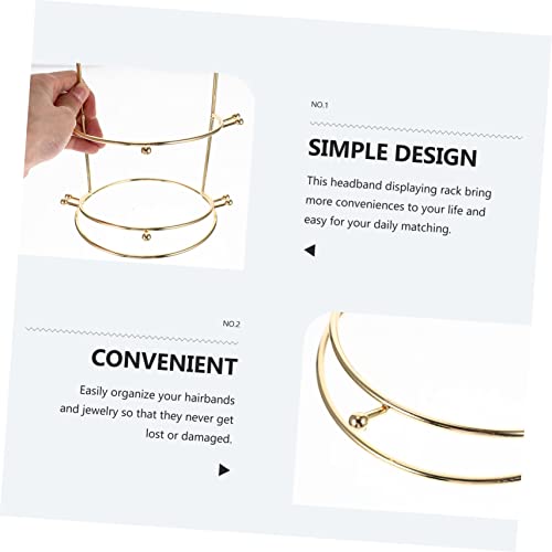 Cabilock 3pcs Three-Tier Towers Alloy Golden Girls Holder Tree Headband Holders Ties Organizer Women Band Necklace Head and Bride Hoop Storage Accessories Stand Supplies Gifts Layer for