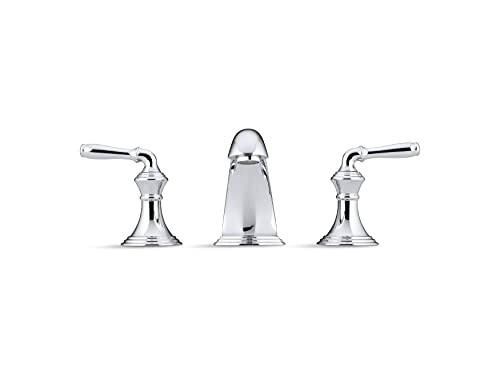 Bathroom Faucet by KOHLER, Bathroom Sink Faucet, Devonshire Collection, 2-Handle Widespread Faucet with Metal Drain, Polished Chrome, K-394-4-CP