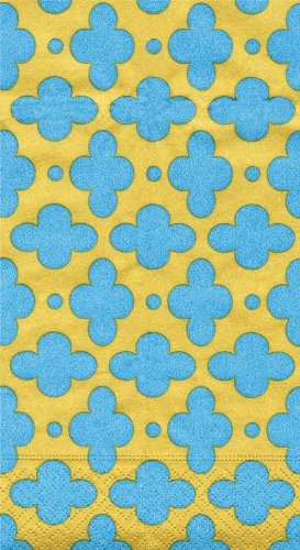 Entertaining with Caspari Dabney Lee Tile Paper Guest Towels, Turquoise, Pack of 15