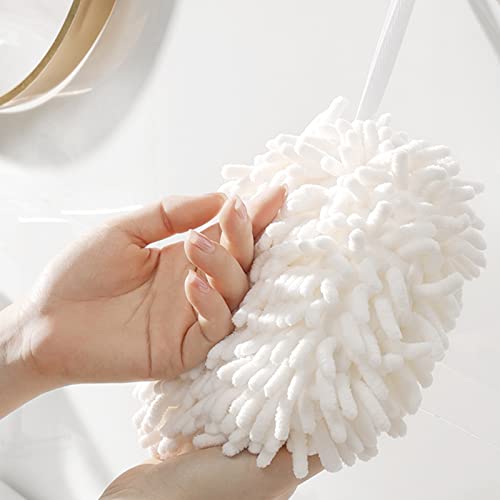 6pcs Chenille Hand Towels Soft Absorbent Microfiber Hand Drying Towels Ball Hanging Cleaning Towels Fast Drying Cloths for Kitchen Bathroom