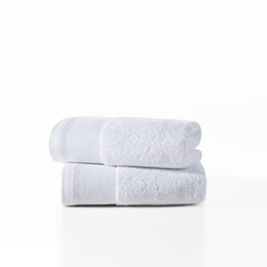 cannon luxury 100% cotton zero twist hand towels (16" l x 28" w), 500 gsm, aero spun, dobby hemmed borders, super soft, thick & highly absorbent, easy to wash (2 pack, white)