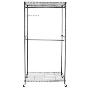 Wire Garment Rack,Heavy Duty Clothes Rack Closet Organizer Large Armoire Storage Rack Metal Clothing Rack for Laundry, Quick Installation for Hanging Clothes (Black, 900450H1800)