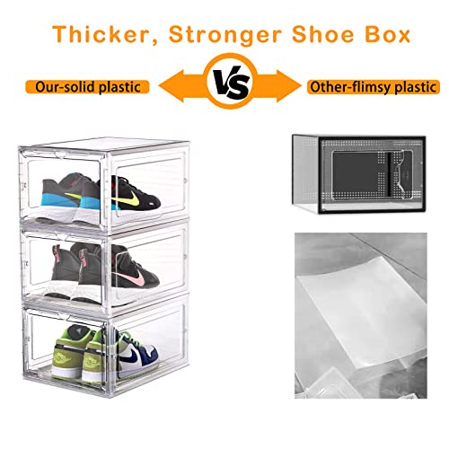 GTMOON Clear Plastic Stackable, 3 Pack Shoe Boxes, Shoe Organizer Box for Closet, Stackable Sneaker Containers Case, Excellent Alternative to Shoe Racks, White10