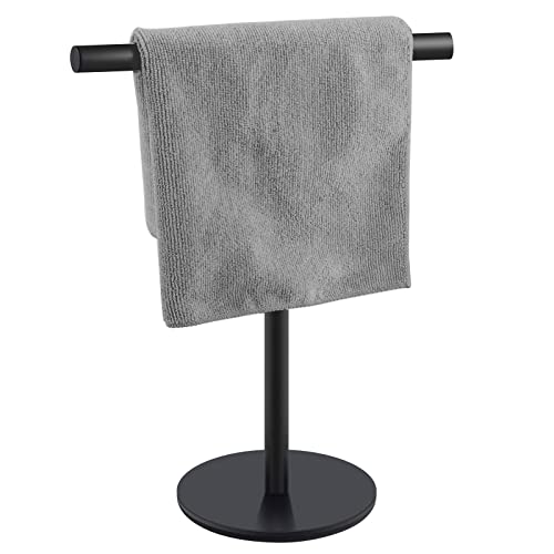 Mutclord T-Shape Hand Towel Holder - Free Standing Hand Towel Rack for Bathroom or Kitchen Countertops, with SUS304 Stainless Steel Matte Black Finish, Minimalist Style